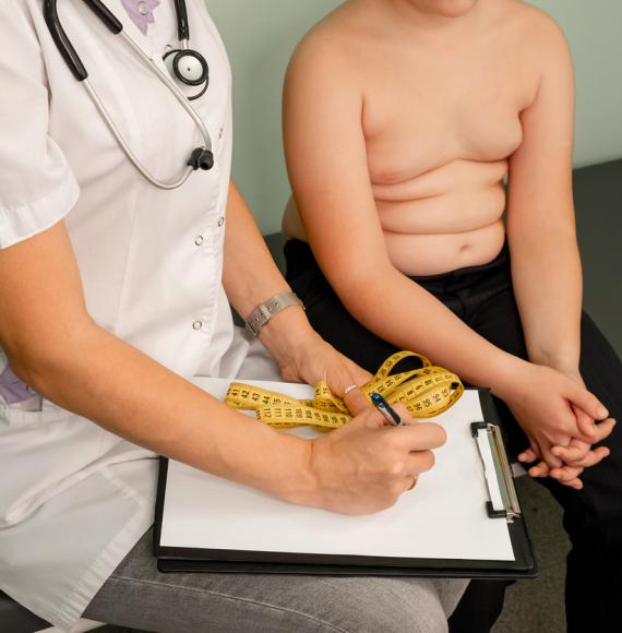 Young boy at a nutritionist appointment