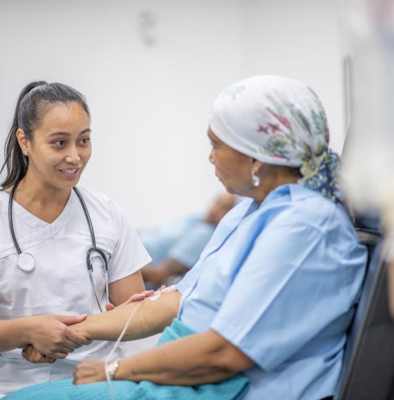 Cancer patient in oncology unit