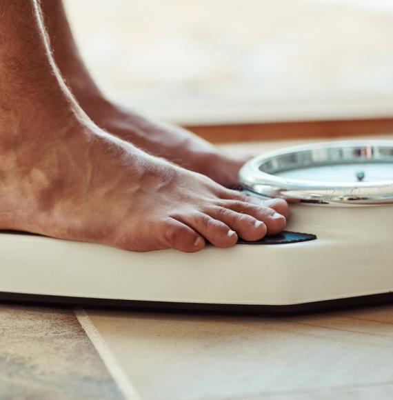 Weight scales depicting weight loss management