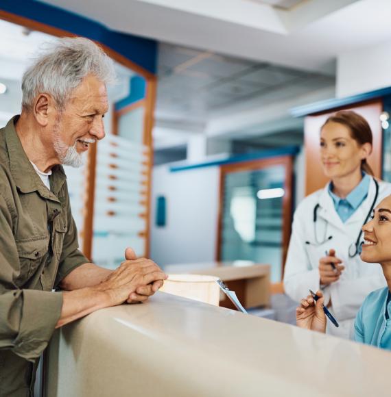 NHS patient at a hospital reception