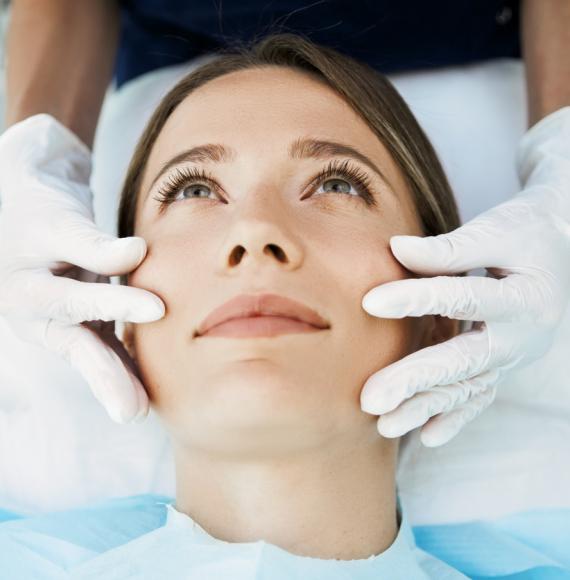 Woman preparing for a non-surgical cosmetic procedure