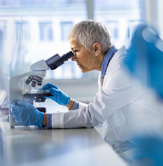 Image of a chemist depicting the life sciences sector