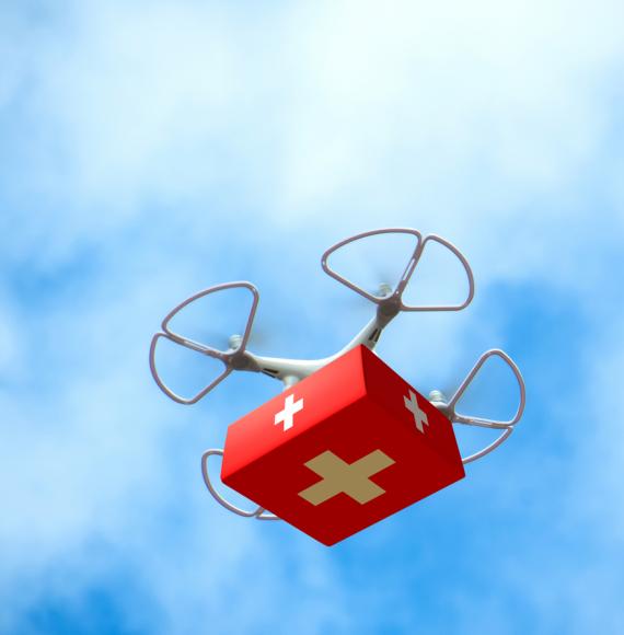 Medical drone depicting NHS Scotland's drone network