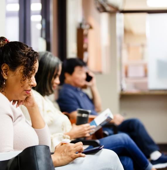 Hospital waiting room showing NHS backlog