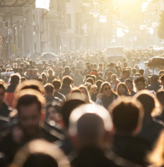 Image of a large crowd depicting public health