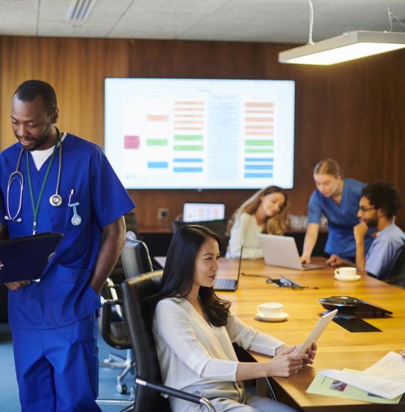 NHS meeting depicting equality, diversity and inclusivity