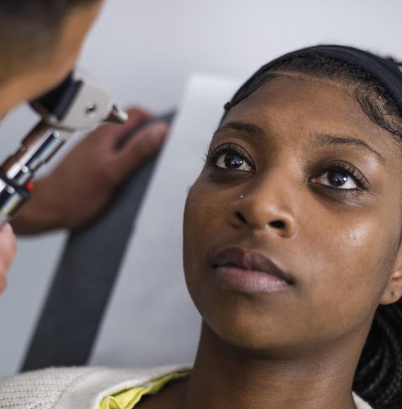 Patient getting an eye test