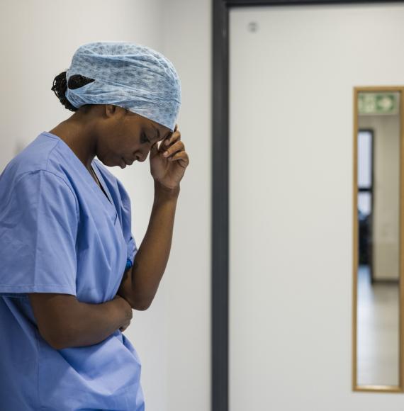 Nurse looking unhappy