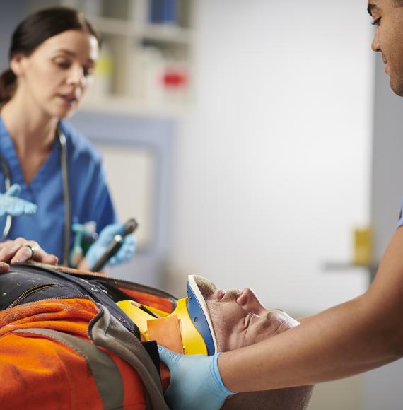 Man receiving urgent care