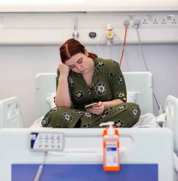 Young NHS patient looking unhappy