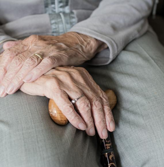 An elderly person's hands