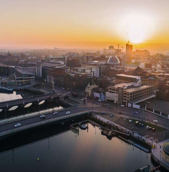 Belfast city centrE from a drone