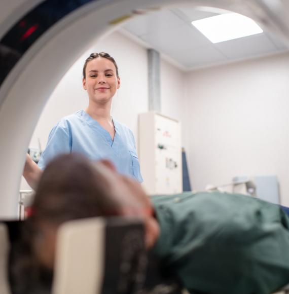 Man in an MRI machine