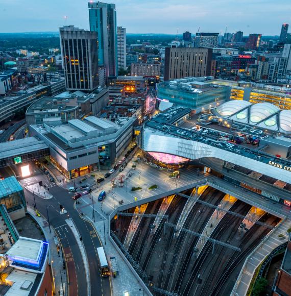 Aerial view of the city of Birmingham