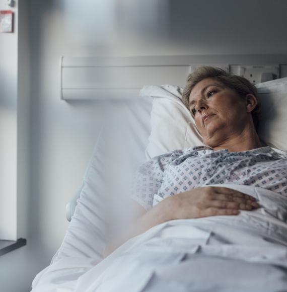 Hospital patient in bed