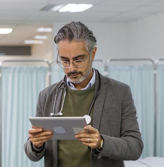 Doctor reviewing patient medical record