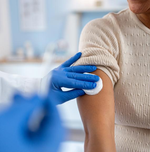 Woman being vaccinated