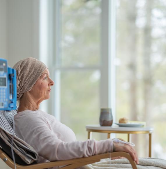 Woman undergoing chemotherapy