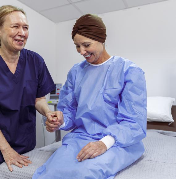 Woman with cancer in hospital