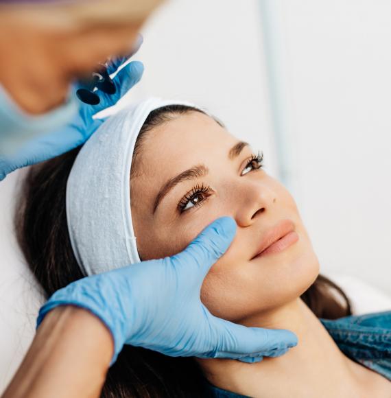 Young woman undergoing a cosmetic procedure