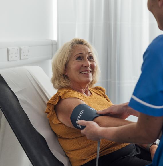 Patient has blood pressure checked