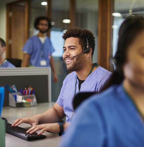 Nurse using a computer