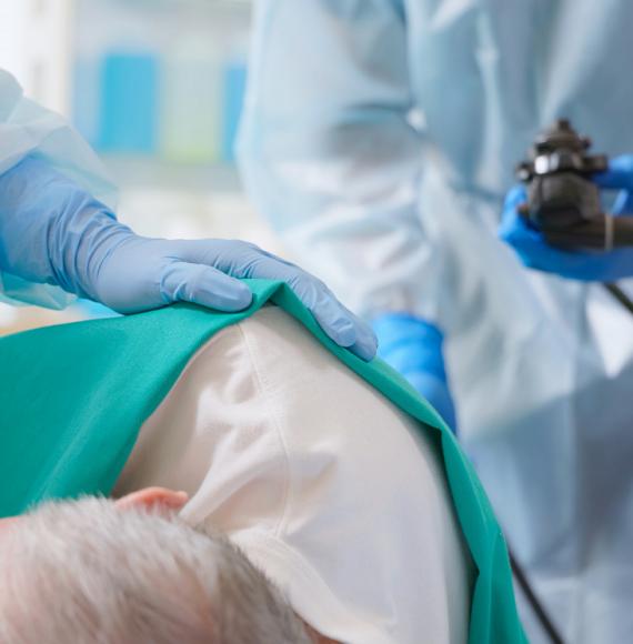 Man undergoing a colonoscopy