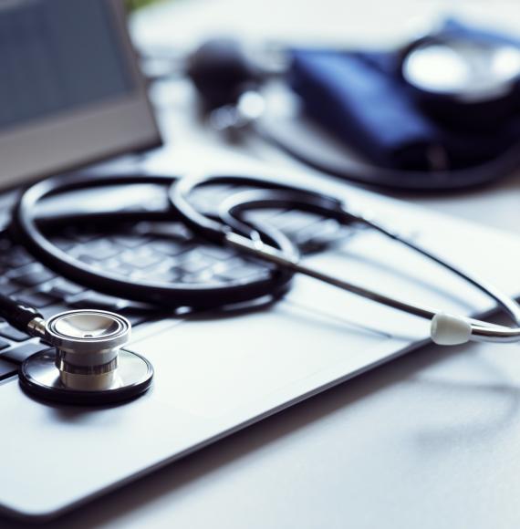 Stethoscope on laptop keyboard