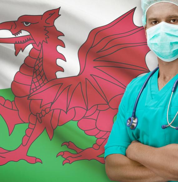 Welsh Flag and Healthcare Worker