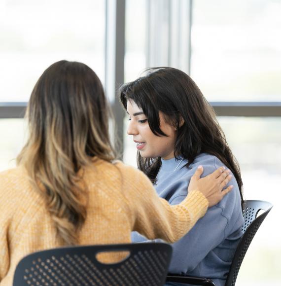 Woman being supported with her mental health
