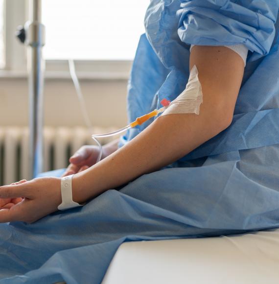 Cancer patient on a drip