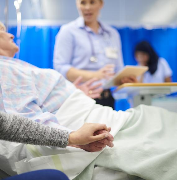 Side view of a woman in hospital
