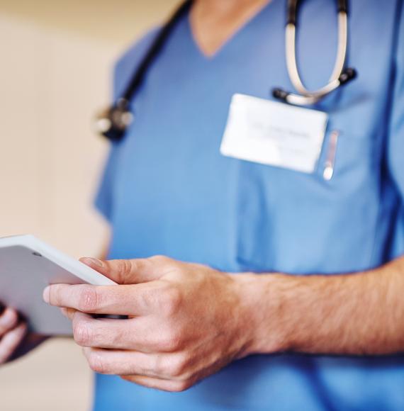 Healthcare worker with a tablet