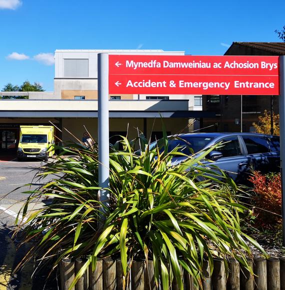 Sign at a Welsh hospital