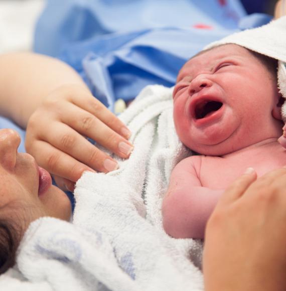 Newborn baby and mum