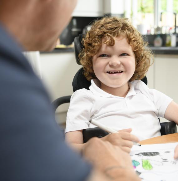 Young boy with muscular dystrophy
