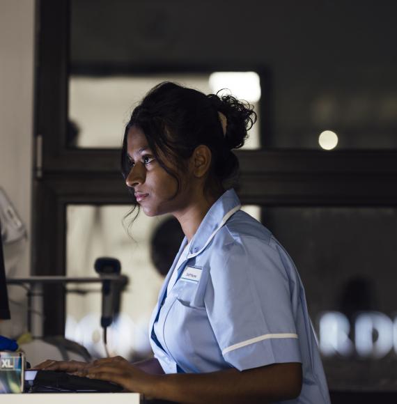 Nurse using a computer