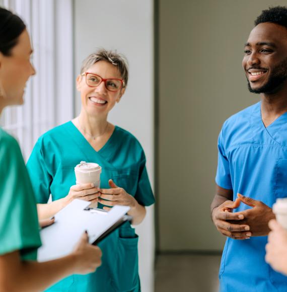 NHS workers talking