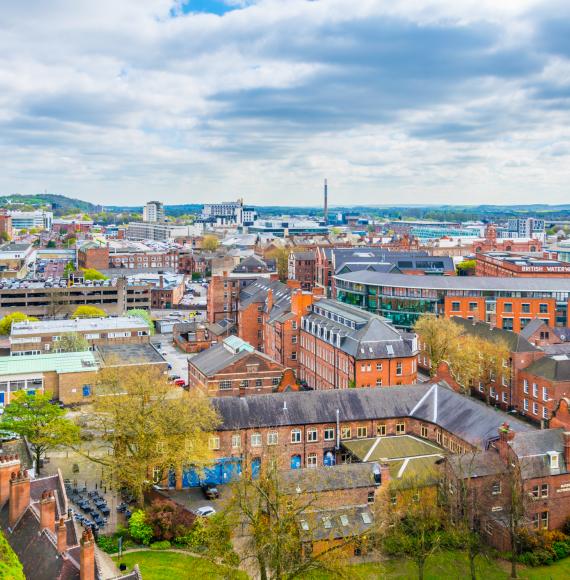 Aerial view of Nottingham