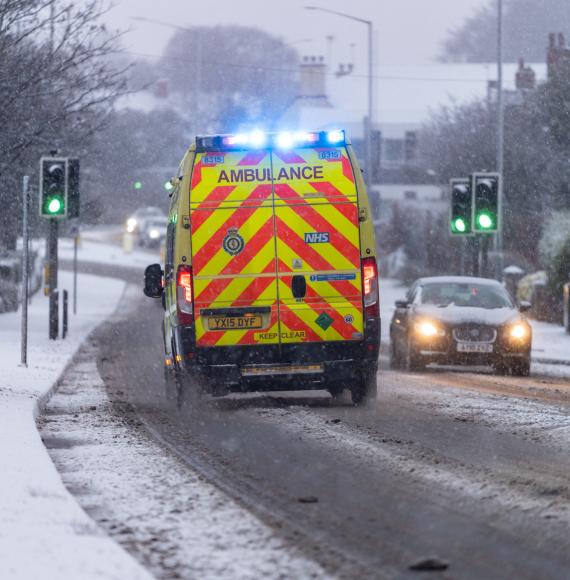 Ambulance on a snowy day